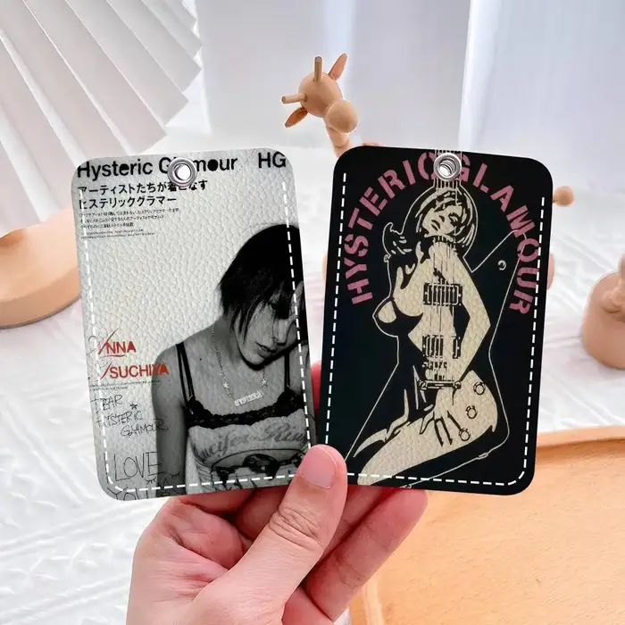 Porte-cartes en cuir moderne H-HystericS Glamour BRAND avec porte-clés – Support fiable pour cartes de bus et de métro