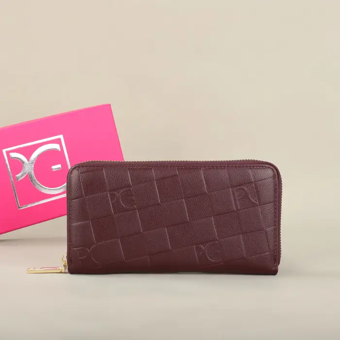 PG PATSY GARIS Portefeuille pour femme, grande capacité, porte-cartes rectangulaire avec fermeture éclair pour soirée