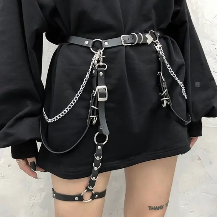 Ceinture de jupe en cuir PU pour femme