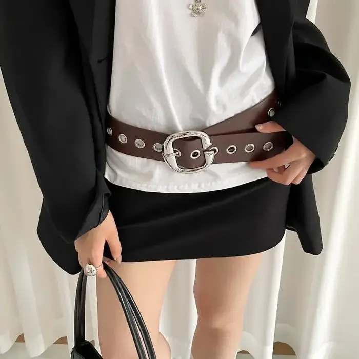 Ceinture large en cuir PU pour femme