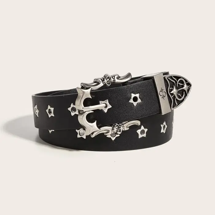 Ceinture cloutée à rivets étoile pour hommes et femmes, boucle ardillon gothique, mode décontractée