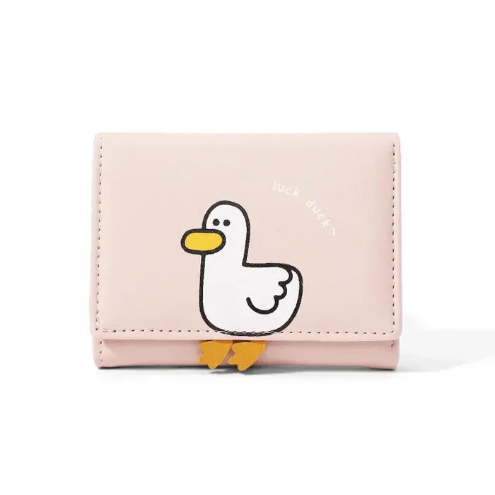 Portefeuille en cuir PU pour femmes, Design créatif de canard porte-bonheur, porte-carte bancaire, p