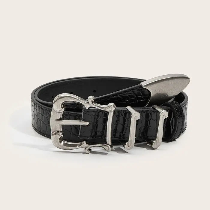 Ceinture rouge de luxe haut de gamme à motif crocodile pour femmes, nouvelle ceinture noire tendance