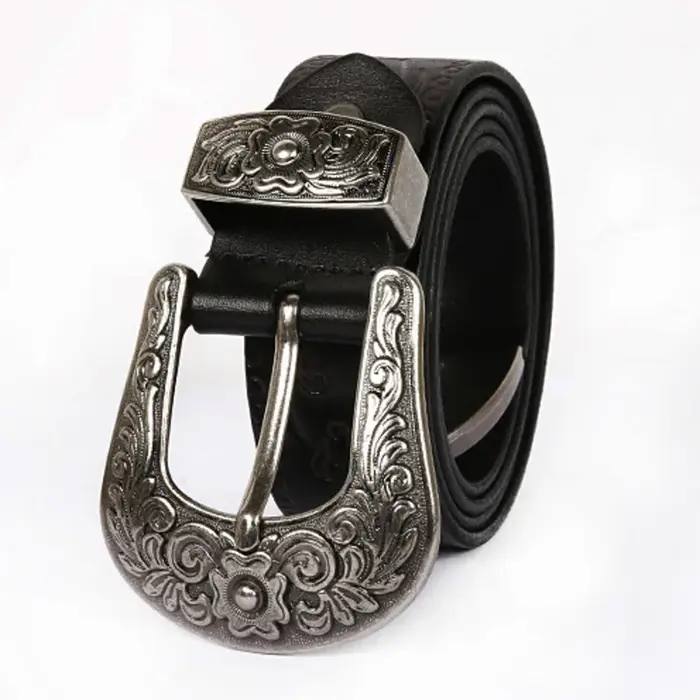 IEFB hommes ceinture en relief en cuir sculpture florale véritable ceintures