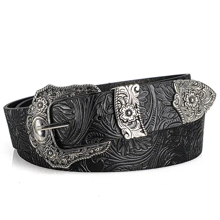 Ceinture rétro pour hommes et femmes, style bohème - avec boucle en strass, accessoire de mode street punk rock hip hop