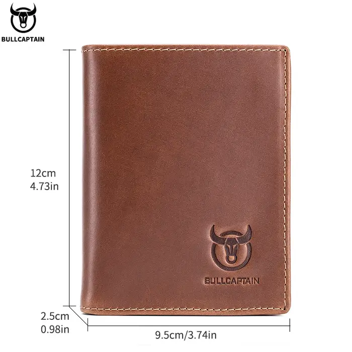 Bullcaptain-Portefeuille en cuir de grande capacité pour homme, mini porte-cartes de crédit compact, portefeuille cadeau pour homme, portefeuille RFID