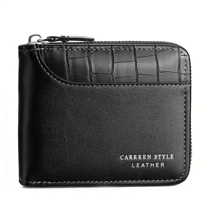 Nouveau portefeuille en cuir PU pour hommes fermeture éclair luxe