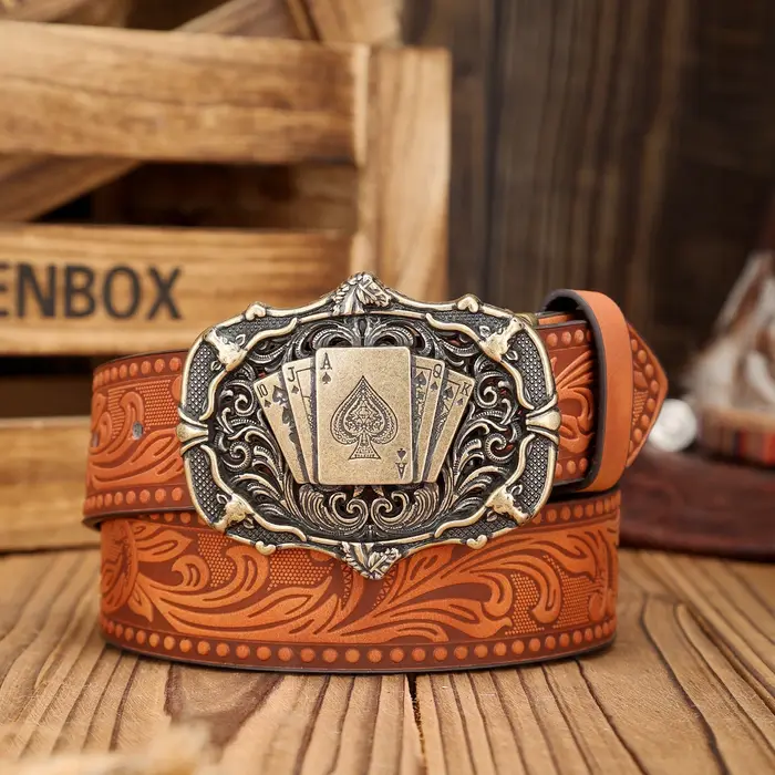 Une ceinture en PU à boucle occidentale adaptée aux hommes et aux femmes