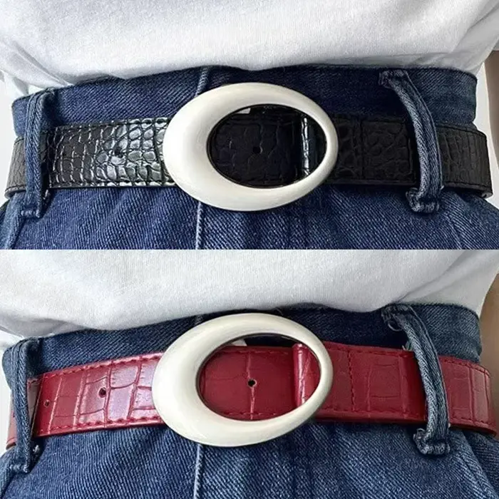 Ceinture à motif crocodile classique vintage américain pour femmes