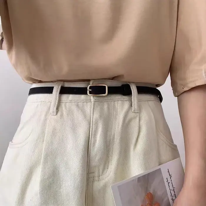 Ceinture rétro française en cuir PU pour femmes