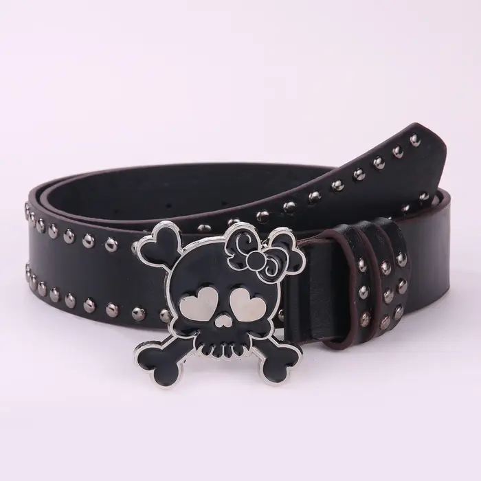 Ceinture de fête pour hommes et femmes, Halloween Punk RockinsCouret clouté de crâne pour femmes à l