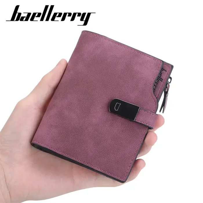Baellerry femmes portefeuilles court boucle magnétique Top qualité porte-carte femme sac à main portefeuille à glissière