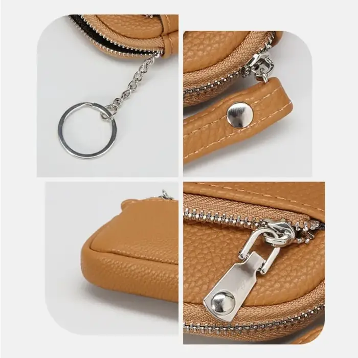 Mini portefeuille Portable en cuir PU pour femmes, sac de rangement de couleur unie, porte-monnaie pour étudiants, fermeture éclair, grande capacité, sac pour clés de poignet, à la mode