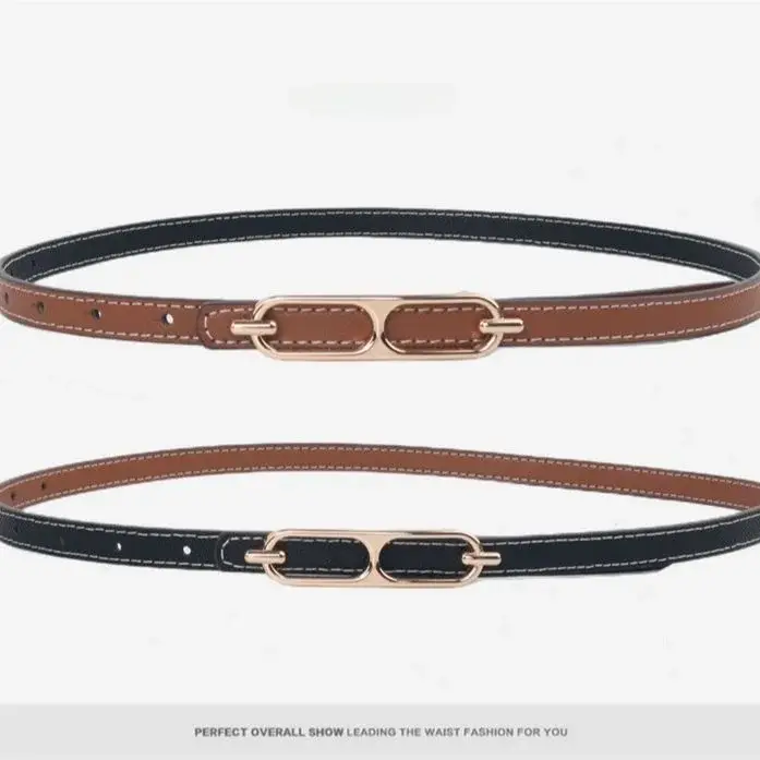 Ceinture fine en cuir véritable pour femme