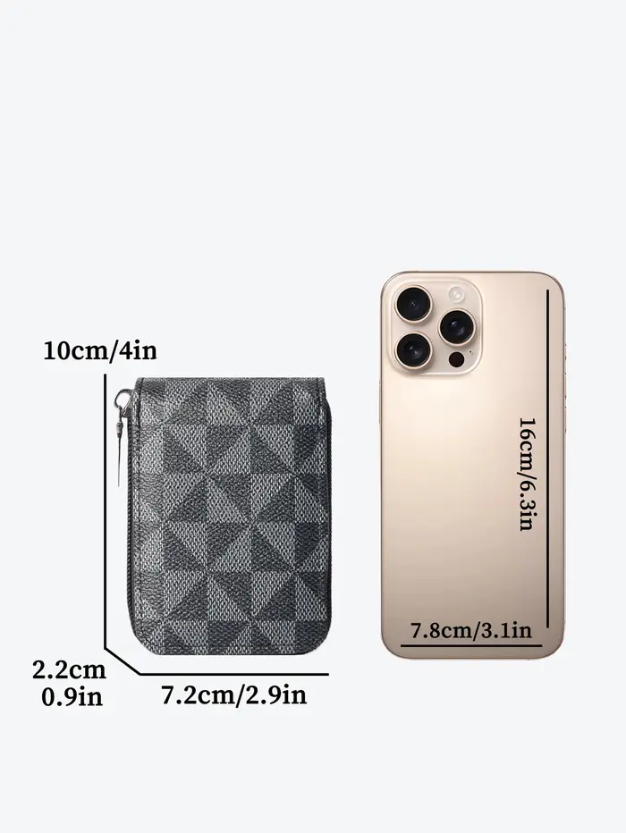 Porte-cartes en PU pour homme - Motif géométrique élégant