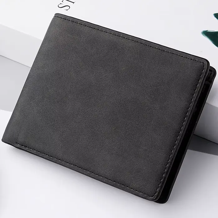 Portefeuille pliable en cuir PU pour homme