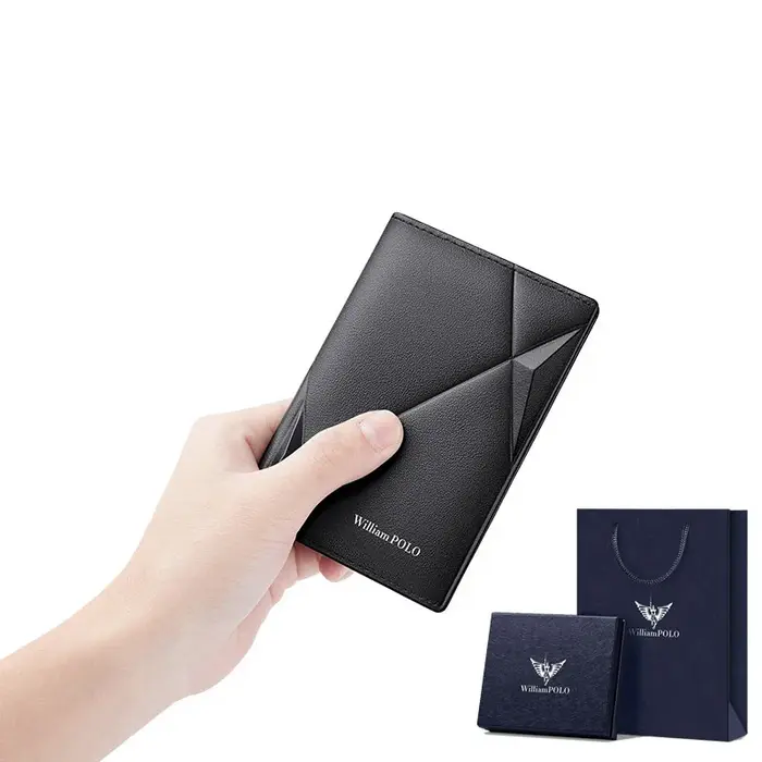 WILLIAMPOLO – portefeuille en cuir véritable pour hommes, porte-cartes, en véritable peau de vache, 