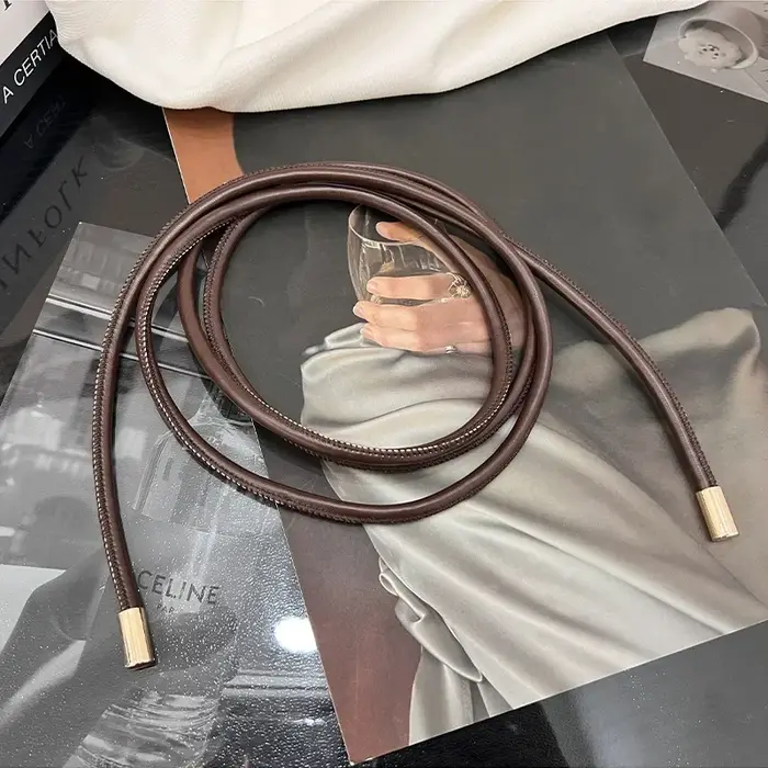 Ceinture ronde en cuir ornée d'un nœud polyvalent pour femme