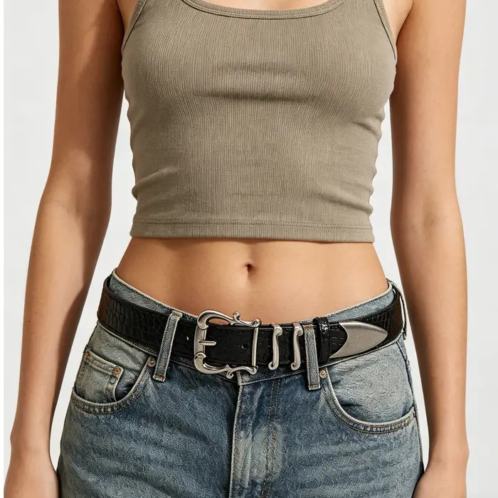 Ceinture rouge de luxe haut de gamme à motif crocodile pour femmes