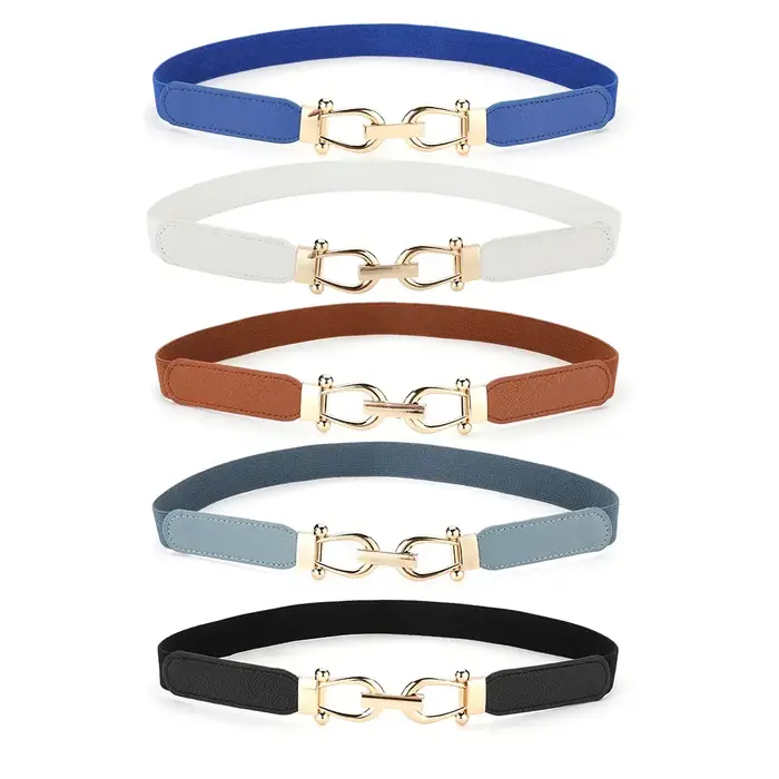 Ceinture Slim boutonnée dorée pour femmes