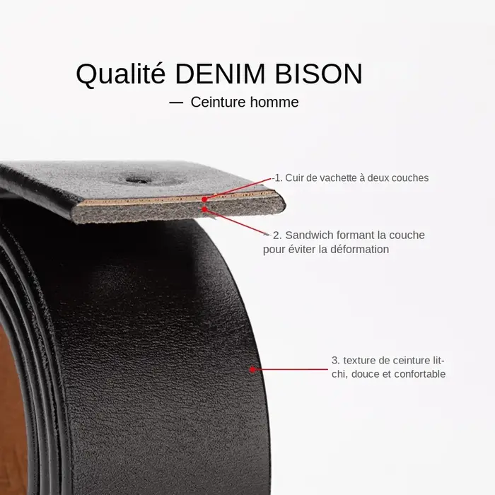 Ceinture en cuir véritable pour hommes