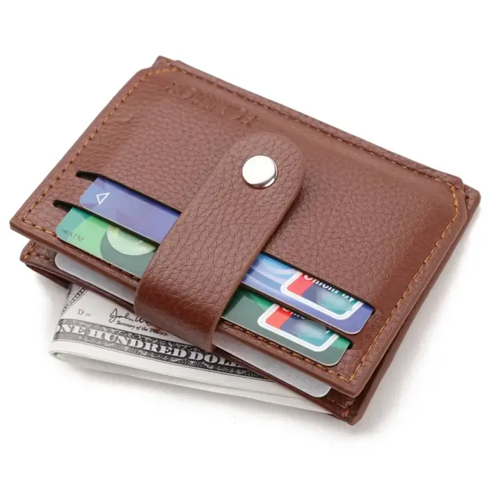 Porte-monnaie mince en cuir PU pour femmes et hommes