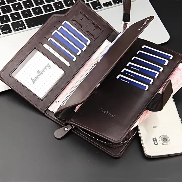 Nouveaux portefeuilles pour hommes de grande capacité nom personnalisé sculpture Clips de carte fermeture éclair mâle