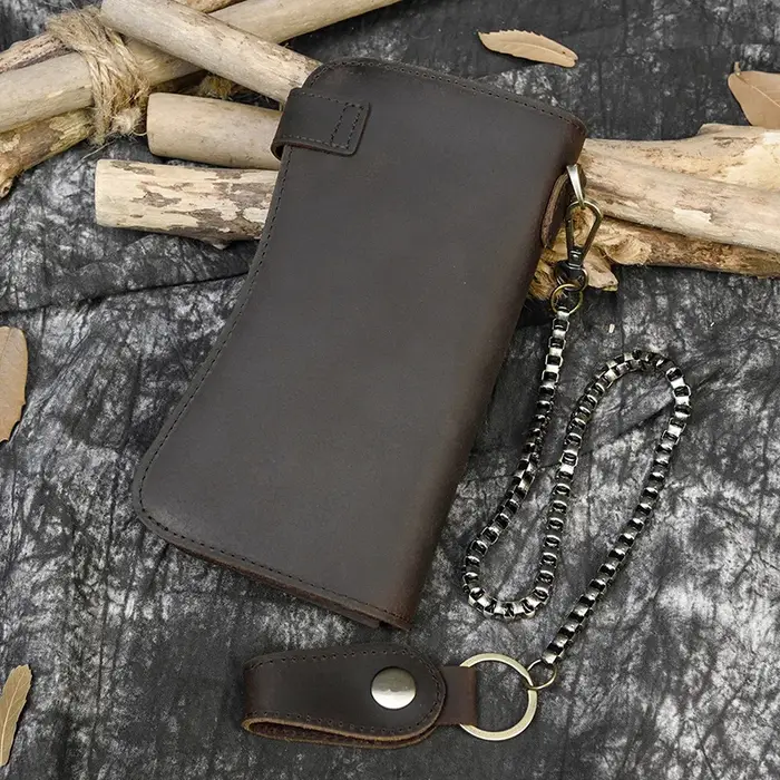 Portefeuille en cuir de Super qualité avec chaîne en fer 100%