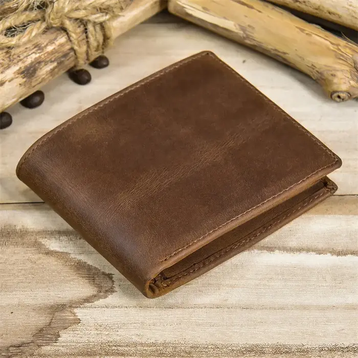 Luufan Vintage hommes portefeuille en cuir véritable court sac à main portefeuilles