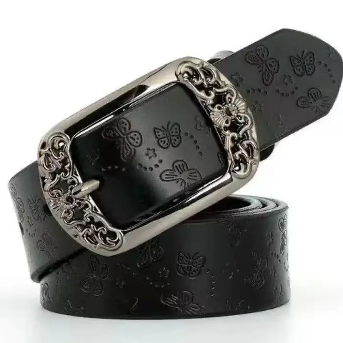 Ceinture vintage pour femme avec gaufrage - design à boucle large
