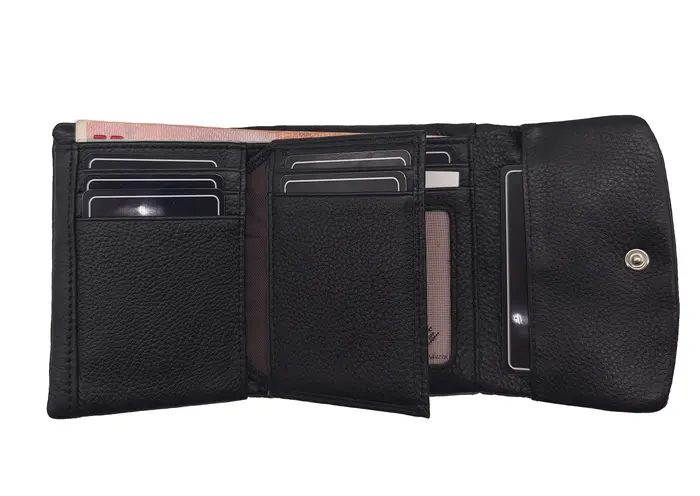 Portefeuille court en cuir de vachette véritable souple pour femme