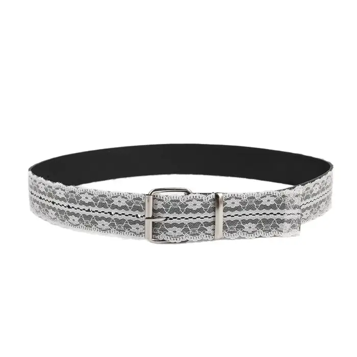 Belle ceinture de taille en dentelle en cuir blanc à fleurs