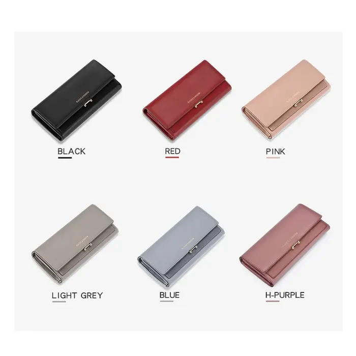 Portefeuille long en cuir PU pour femme