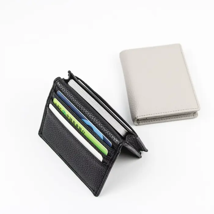 Porte-cartes de visite en cuir véritable