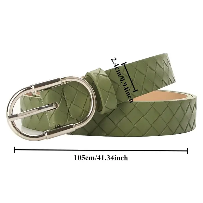 Ceinture en PU tressée tendance et unique pour femmes avec boucle en alliage, ceintures minimalistes tendance pour tous les jours à motifs diamants