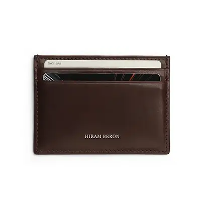 Porte-cartes en cuir italien monogrammé, mini portefeuille pour homme, cuir tanné végétal, étui pour