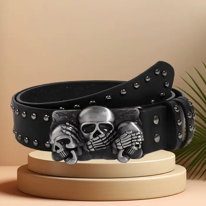 Nouvelles ceintures pour femmes de haute qualité marque de luxe Punk Goth Rivet noir jean unisexe hommes ceinture patte