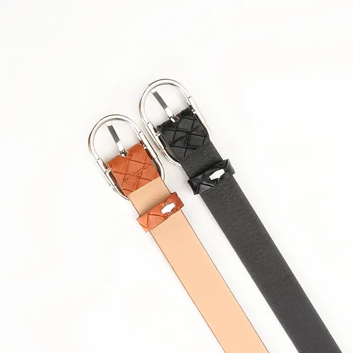 Ceinture en PU tressée tendance et unique pour femmes avec boucle en alliage, ceintures minimalistes tendance pour tous les jours à motifs diamants