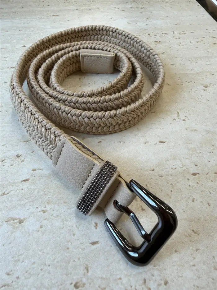 Ceinture tissée perlée pour femme, élégante et polyvalente