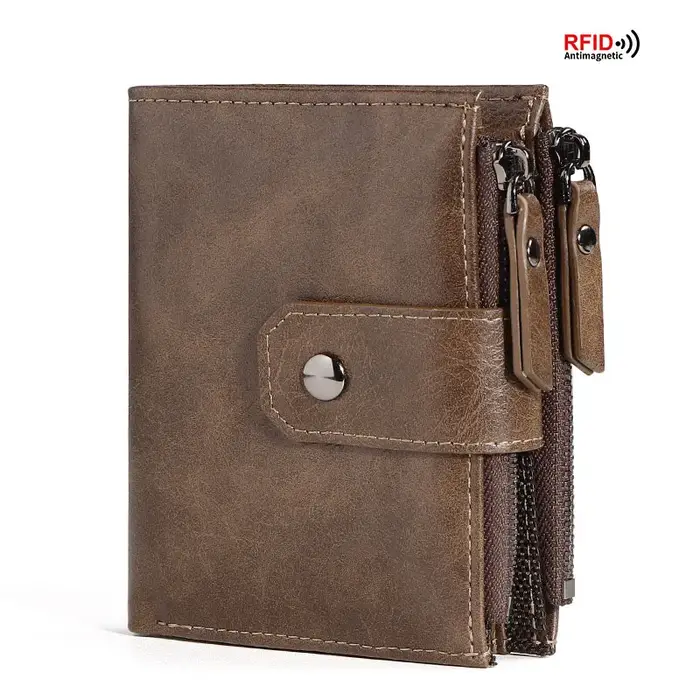 2024 nouveau porte-monnaie pour hommes portefeuille RFID blocage fermeture éclair vintage portefeuille en cuir PU porte-carte de crédit sac d'argent portefeuille homme