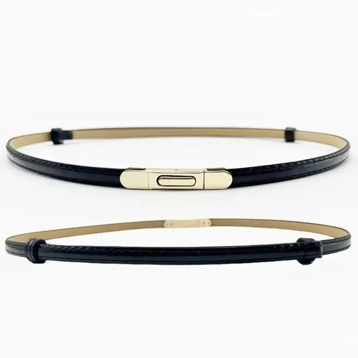 Ceinture fine de luxe pour femme avec boucle à ressort