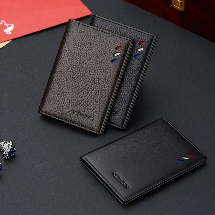 Marque affaires hommes portefeuille en cuir véritable gaufrage