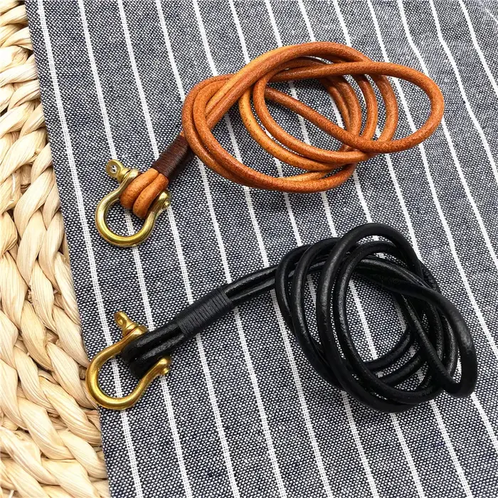 Porte-clés de voiture en cuir véritable de vache