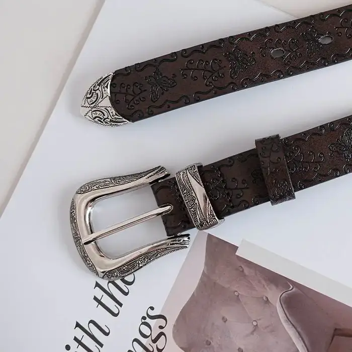 Ceinture de style américain rétro marron pour femmes
