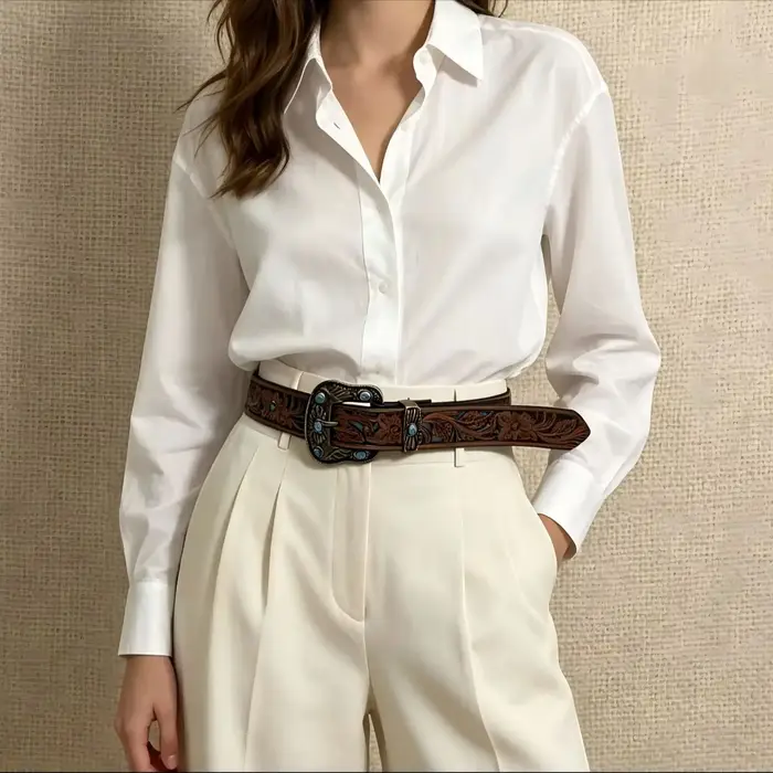 1 ceinture unisexe avec perles bleues