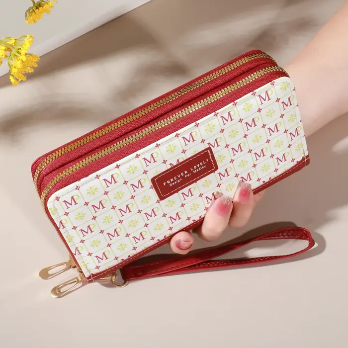 Portefeuille long en cuir PU pour femme