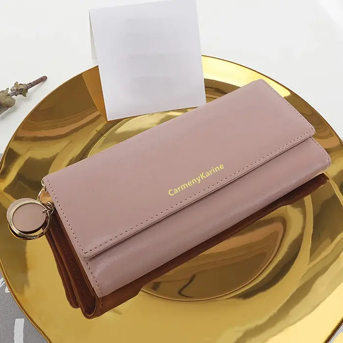 Mode femmes en cuir PU longs portefeuilles multi-fonctionnel pli sac à main frais femme pochette porte-carte