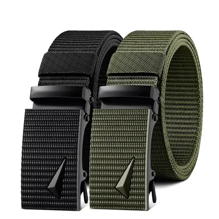 Ceinture de sport en toile automatique pour hommes, sangle en nylon, sangle en métal, travail en ple