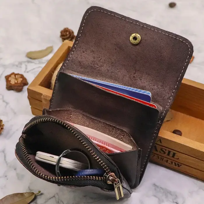 Portefeuille en cuir véritable fait à la main pour hommes et femmes