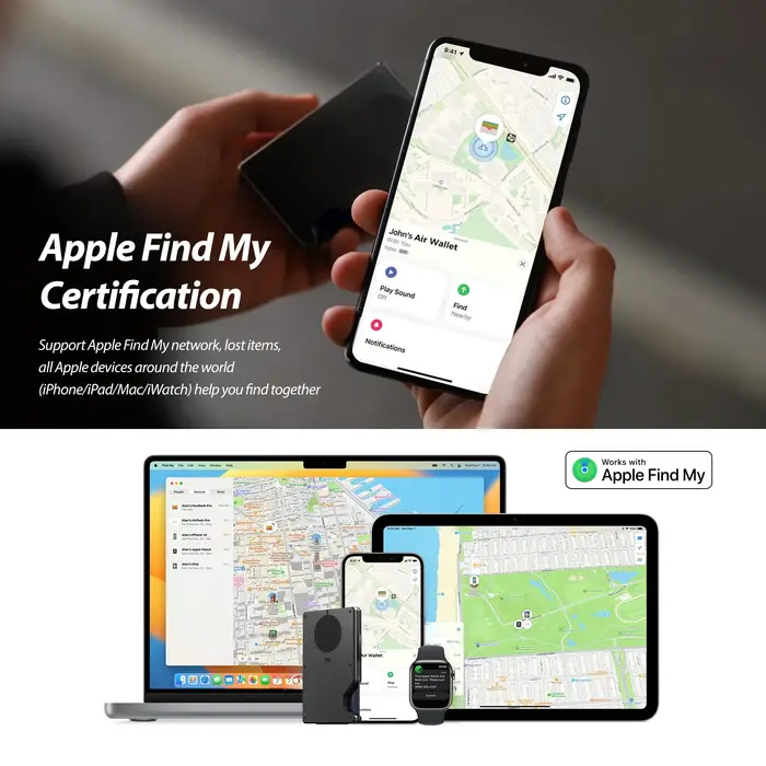 Portefeuille intelligent mince avec application Apple Find My